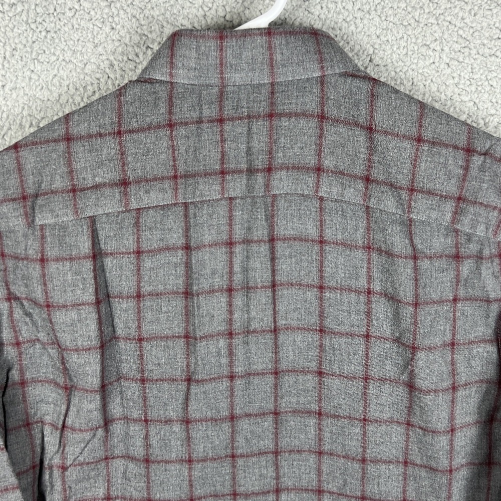 Untuckit Mens M Slim Fit Button Down Shirt Grey Burgundy Plaid Long Sleeve - Picture 6 of 11